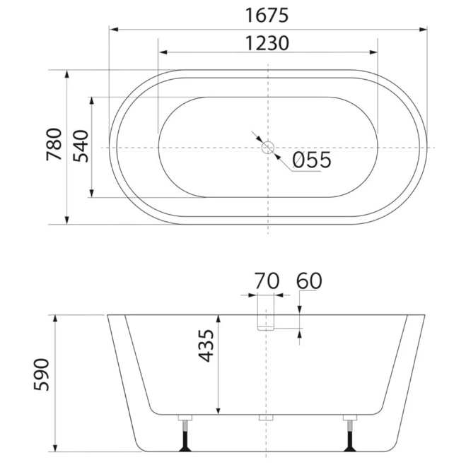 Brooke White Freestanding Acrylic Bath - 1675x780mm