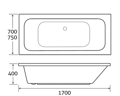 Ocean Acrylic White Bath Double Ended 1700x750mm
