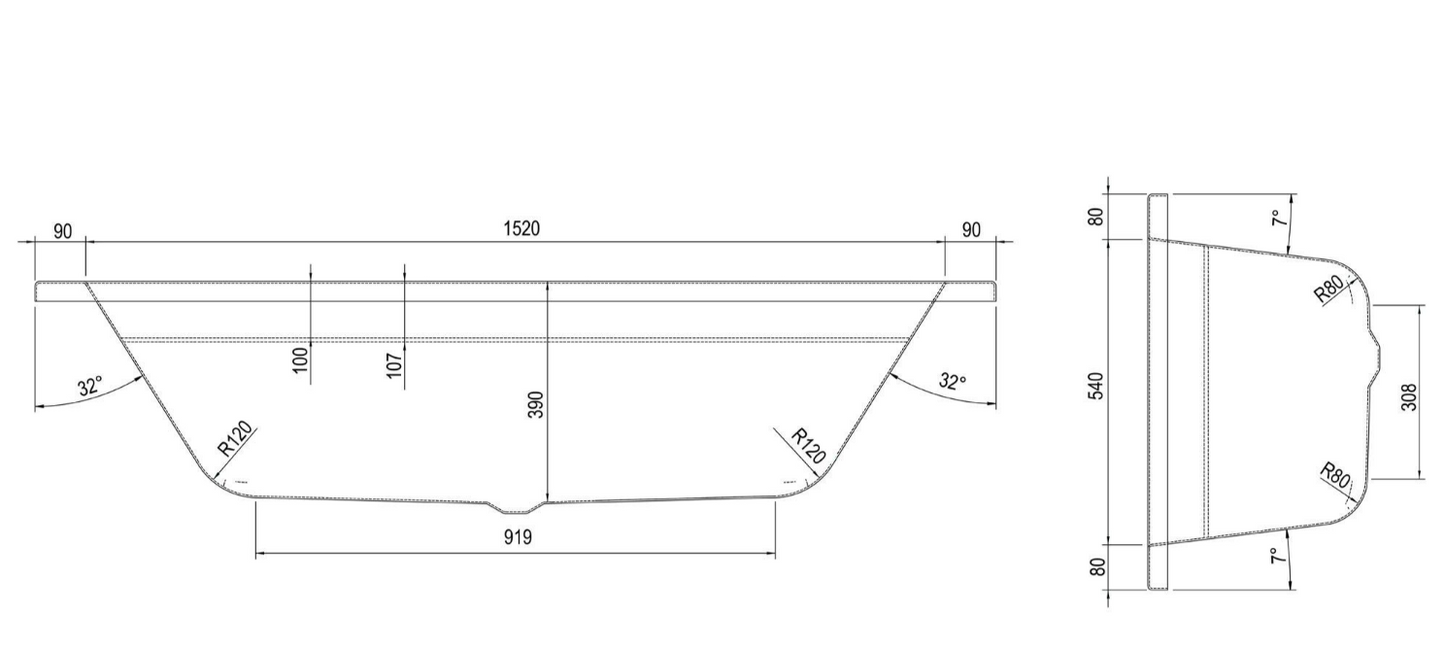 River Double Ended Reinforced Acrylic Bath – 1700 x 700mm