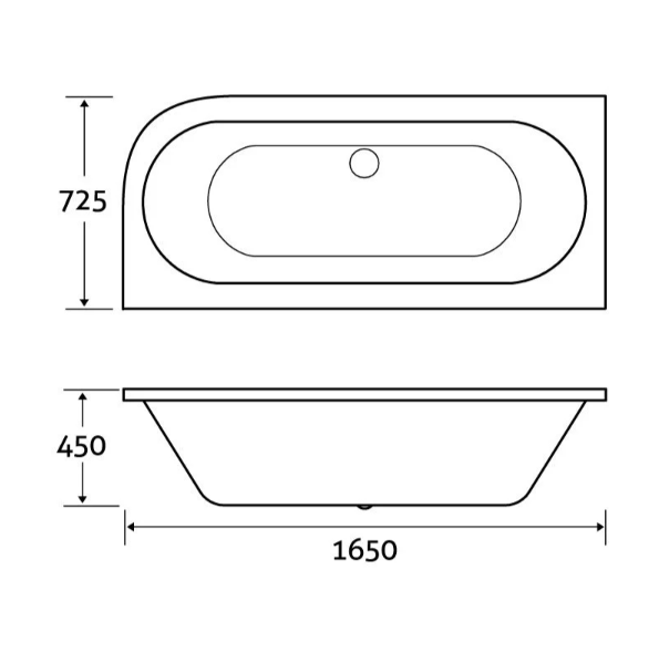 Avos Double-Ended Super Strong Bath Inc Bath Panel - Left-Hand - 725x1650mm