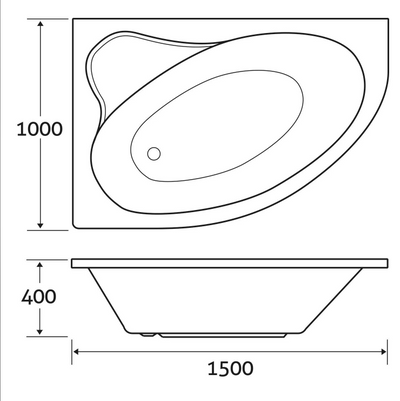 Orlando Acrylic Offset Corner Bath - 1500x1000mm Left Hand
