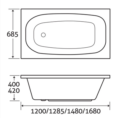Doncaster Reinforced Acrylic Space Saver Bath – 1680x700mm