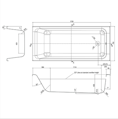 James White Bath Super-strong Acrylic 1700x750mm