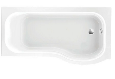 Peace Super Strong Acrylic P-Shape Shower Bath - 1700 x 850mm Right Hand