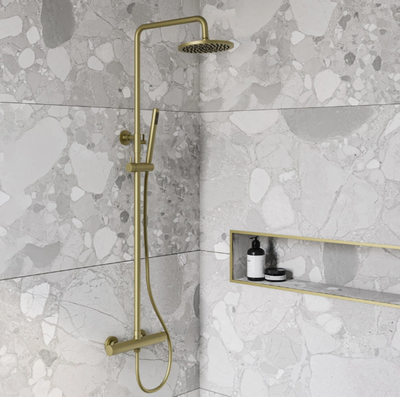 Ellie Round Thermostatic Shower Pack - Brushed Gold N24