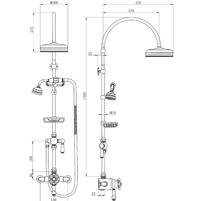 New York Dual Exposed Shower Valve With Grand Rigid Riser & Soap Basket