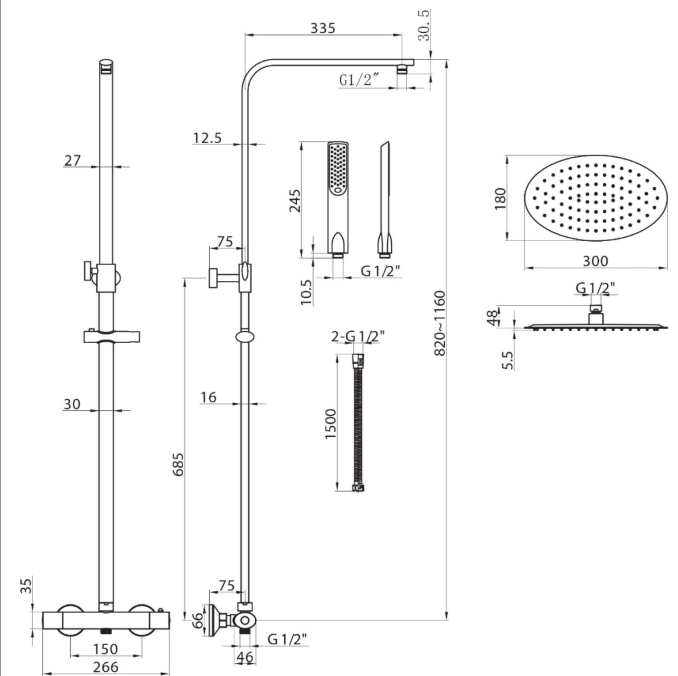 Texas Thermostatic Mixer Shower Pack