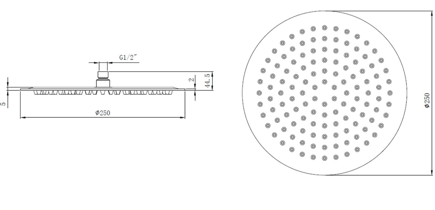 Arkansas Ultra-Slim Round Shower Head 250mm