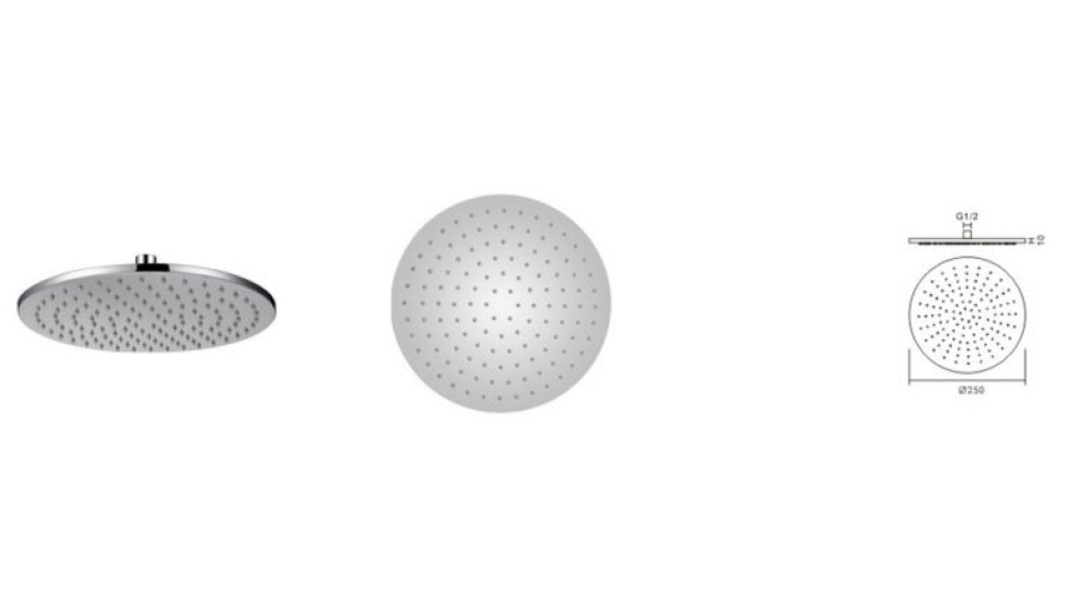 Arkansas Ultra-Slim Round Shower Head 250mm