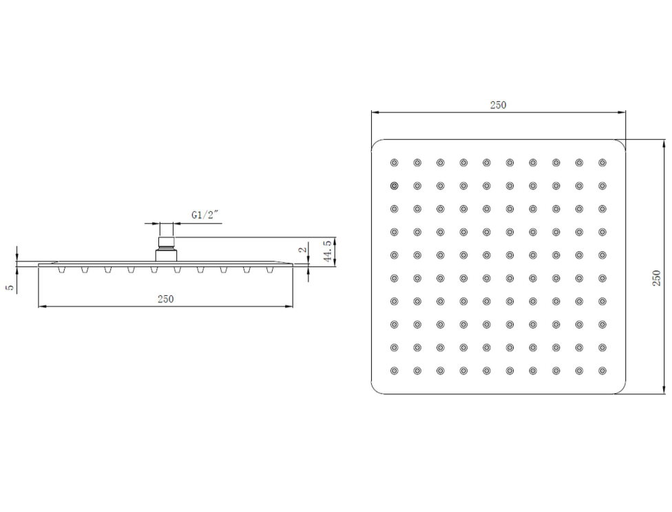 Arkansas Ultra-Slim Square Shower Head 250mm