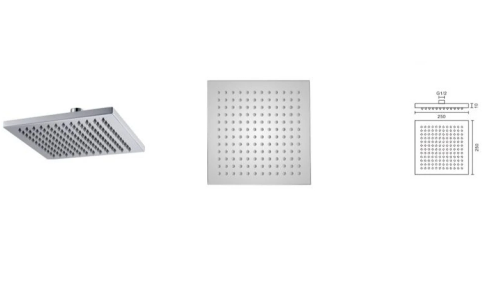 Arkansas Ultra-Slim Square Shower Head 250mm