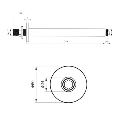 Liberty Round 250mm Ceiling Arm - Matt Black