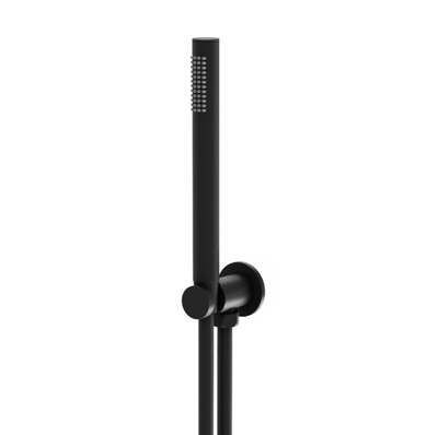 Ellie Round Shower Handset & Holder With Built-In Outlet - Matt Black N24