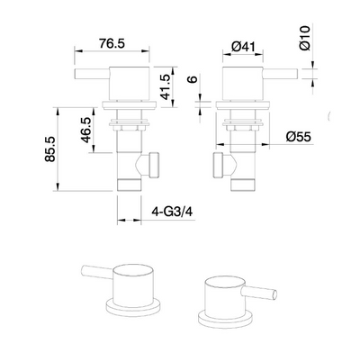 Rounded Bath Deck Mounted Side Valves
