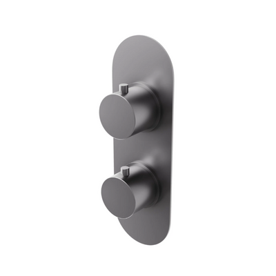 Ellie Round Dual Control Concealed Thermostatic Shower Valve With Dual Outlet - Gunmetal N24