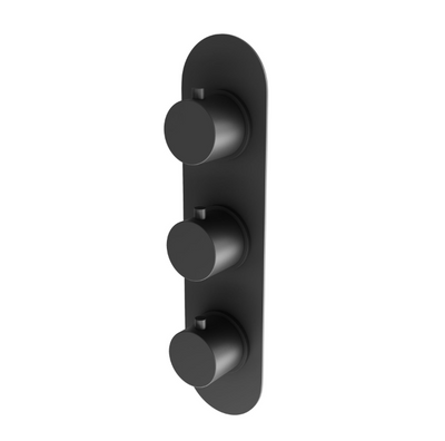 Ellie Round Triple Control Concealed Thermostatic Shower Valve With Dual Outlet - Matt Black N24