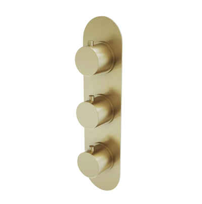 Ellie Round Triple Control Concealed Thermostatic Shower Valve With Dual Outlet - Brushed Gold N24