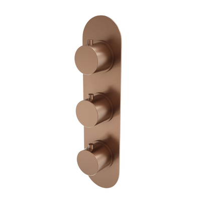 Ellie Round Triple Control Concealed Thermostatic Shower Valve With Dual Outlet - Brushed Bronze N24