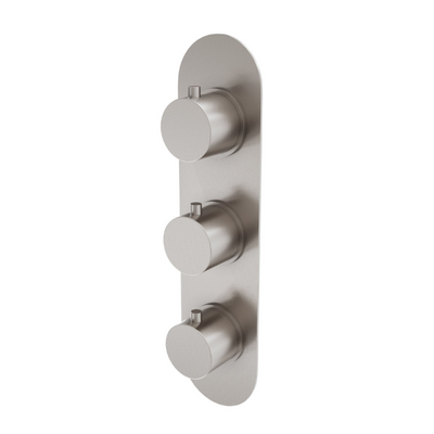 Ellie Round Triple Control Concealed Thermostatic Shower Valve With Dual Outlet - Brushed Nickel N24