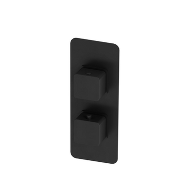 Marge Square Dual Control Concealed Thermostatic Shower Valve With Dual Outlet - Matt Black N24
