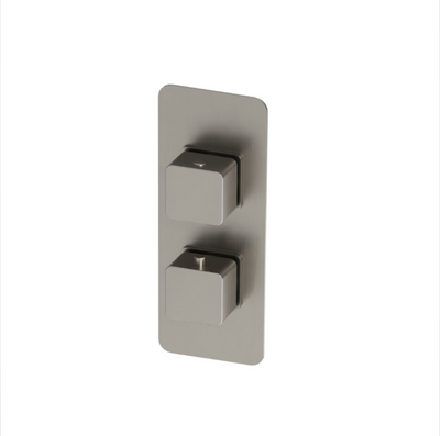 Marge Square Dual Control Concealed Thermostatic Shower Valve With Dual Outlet - Brushed Nickel N24