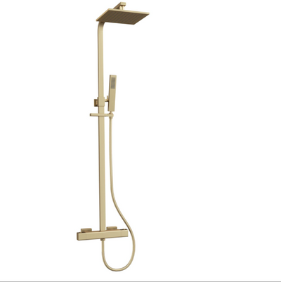Marge Square Thermostatic Dual Shower Pack - Brushed Gold N24