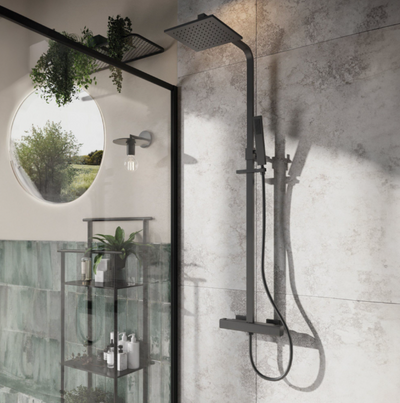 Marge Square Thermostatic Dual Shower Pack - Gunmetal N24