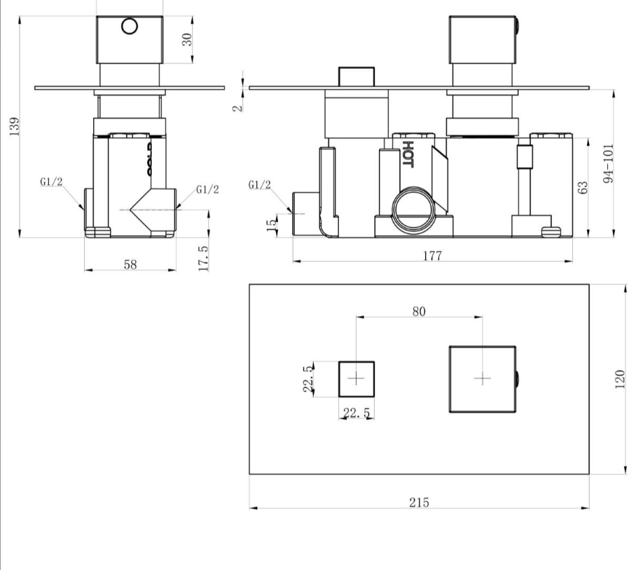 Style Single Outlet Square Touch Control Concealed Shower Valve