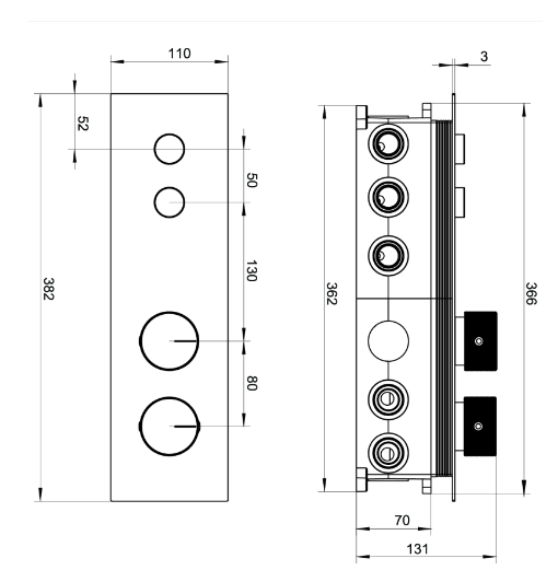 Ajo Thermostatic Dual Outlet Concealed Valve