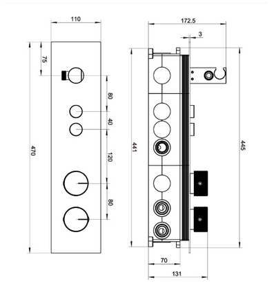 Ajo Thermostatic Dual Outlet Concealed Valve With Handset