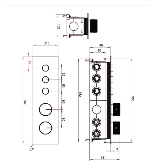 Ajo Thermostatic Triple Outlet Concealed Valve