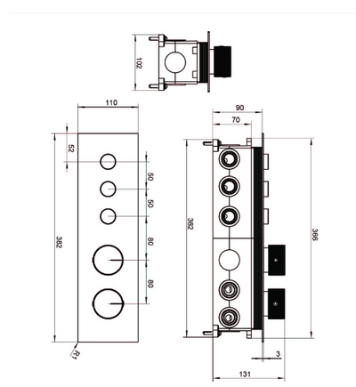 Ajo Thermostatic Triple Outlet Concealed Valve