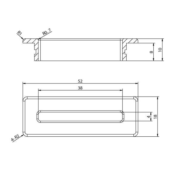 Matt White Rectangle Basin Overflow Cover N24