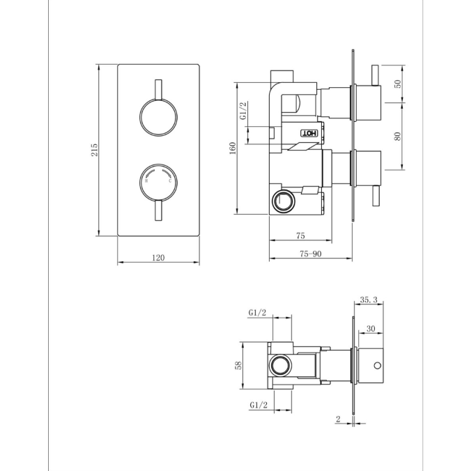 Arkansas Single Outlet Concealed Valve & Round Slide Rail Kit
