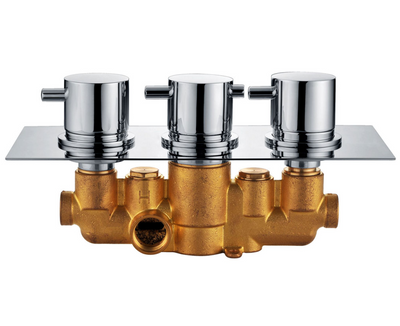 Arkansas Double Outlet Concealed Valve with Round Shower Head & Overflow Bath Filler