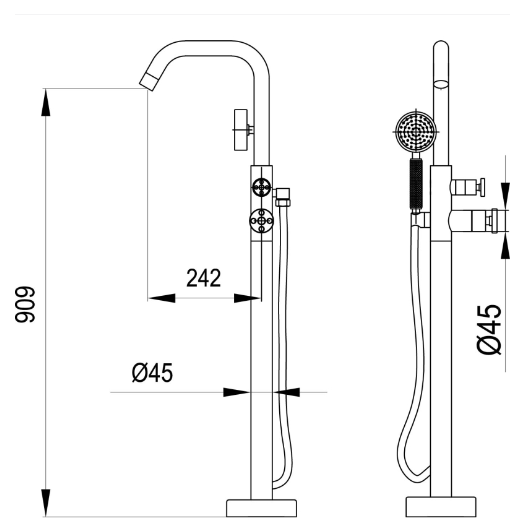Alpha Brushed Nickel Freestanding Bath Shower Mixer Tap