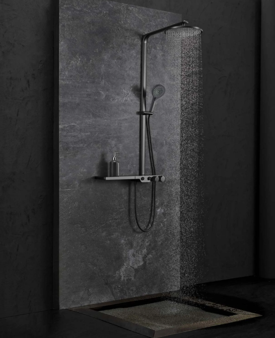 Monaco Lux Thermostatic Shower Pack Dual Outlet - Gunmetal