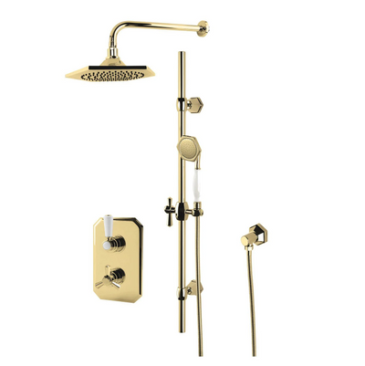Avondale Dual Outlet Concealed Valve with Slide Rail Kit - English Gold