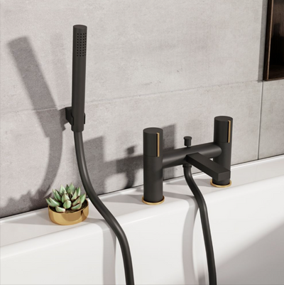 Lexi Matt Black & Gold Bath Shower Mixer Tap