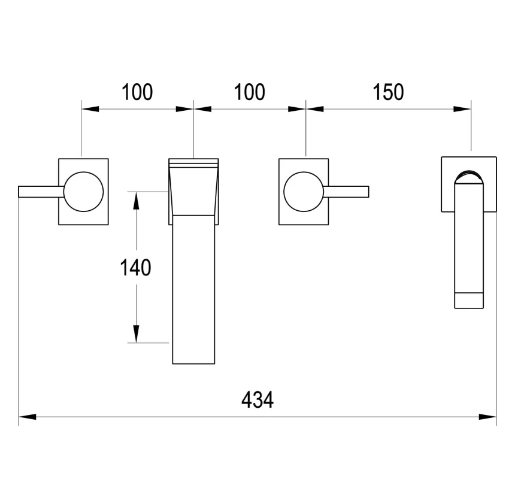 Sergio Deck Mounted 4 Hole Bath Shower Mixer Tap