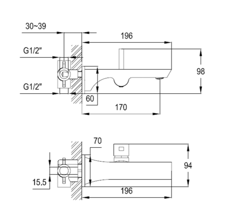 Sergio Wall Mounted Basin Mixer Tap
