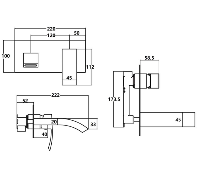 Focus Wall Mounted Basin Mixer Tap