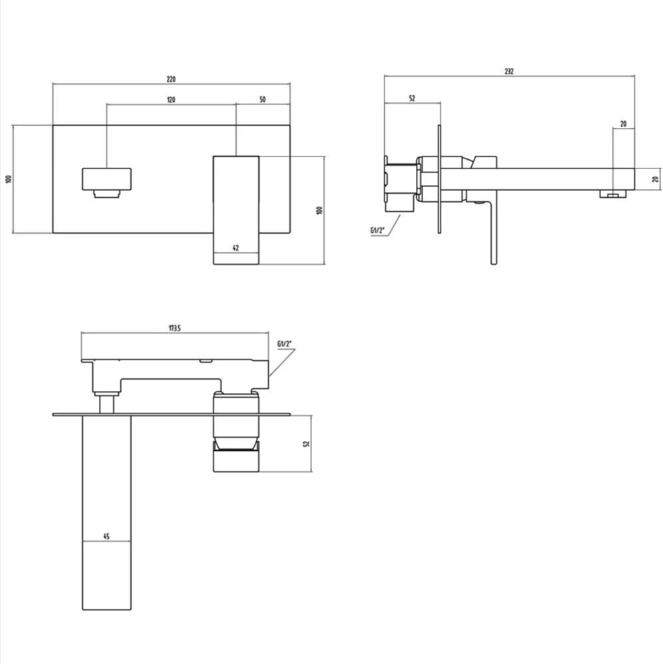 Cubus Wall Mounted Basin Mixer Tap