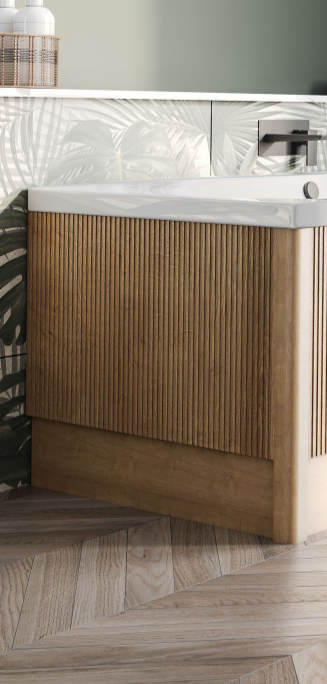 Rebecca 800mm Ribbed End Bath Panel & Corner Post in Natural Oak N24
