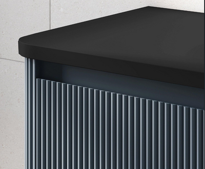 Jack 800mm Ribbed Floorstanding Vanity Unit with Drawers in Blue with Black Worktop N23