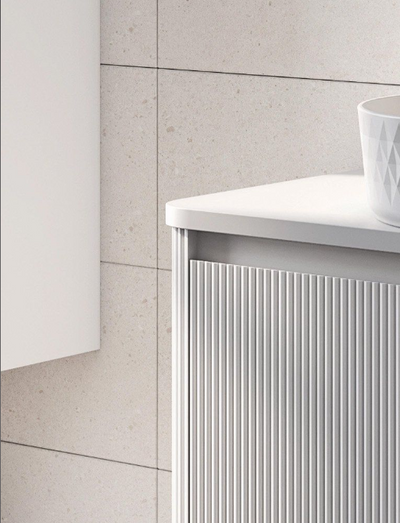 Jack 1000mm Ribbed Floorstanding Vanity Unit with Doors in White with White Worktop N23