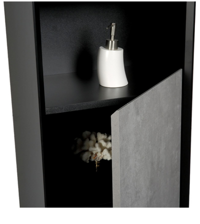 Melvin/Tawny Wall Hung Tall Storage Cabinet in Black & Concrete
