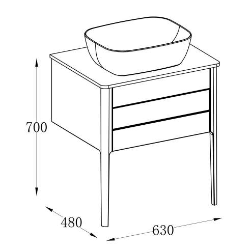 Sarah 650mm Vanity Unit in Matt White inc worktop with no tap holes