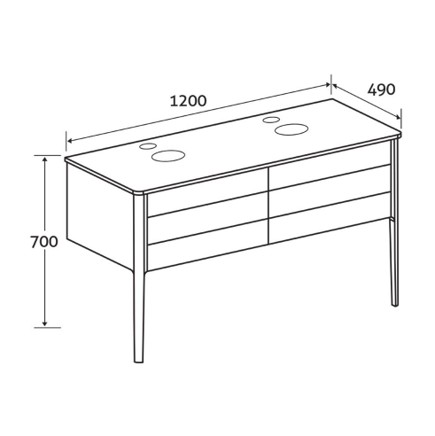 Sarah 1200mm Vanity Unit in Matt White inc worktop with 2 tap holes