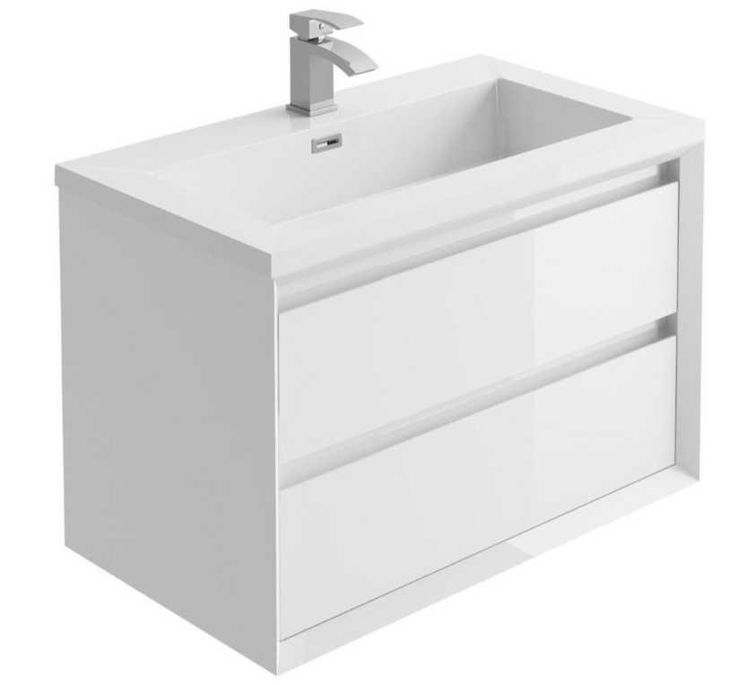 Jupiter 800mm Wall Hung Vanity Unit Gloss White